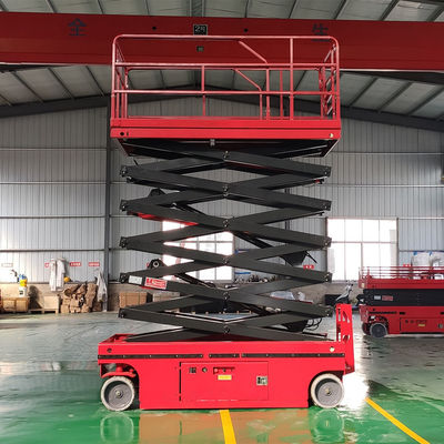 comprar 320KG 10 metros elevador de tijeras rojo elevador de hombre autopropulsado para almacén online manufacture