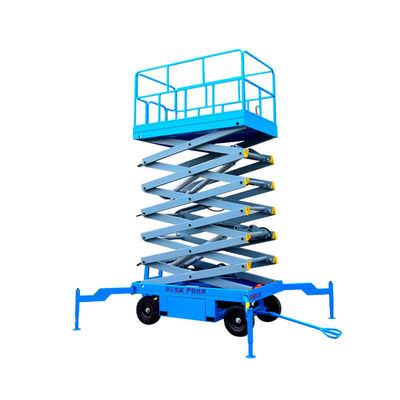 comprar Elevador eléctrico de plataforma de tijeras remolcable azul Elevador de 1 tonelada 4 m de altura online manufacture