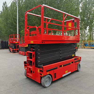 comprar Elevador de tijera autopropulsado de color azul rojo el 12m 320kg Fabricación en línea