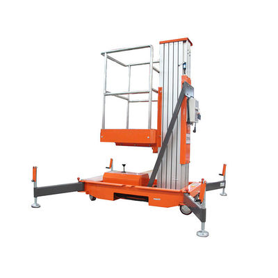 Carga de 150 kg Plataforma aérea de aleación de aluminio de mástil único naranja