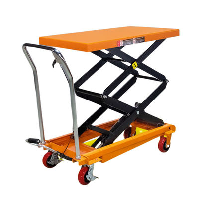 Naranja elevador de mesa móvil de tijeras hidráulico 300 kg carro de mesa de elevación hidráulica