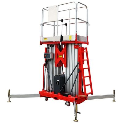 Plataformas de trabajo aéreas de doble mástil de aluminio 8 m Elevador de mástil vertical eléctrico
