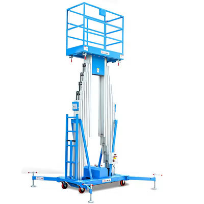 9m 250kg Elevación de mástil eléctrico Boom Elevación vertical de mástil azul Ligero