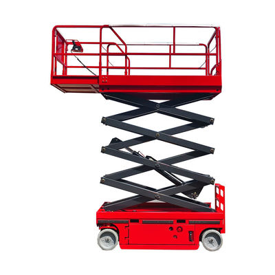 Elevación automática de tijeras rojo 450kg Elevación de hombre móvil 10m de altura