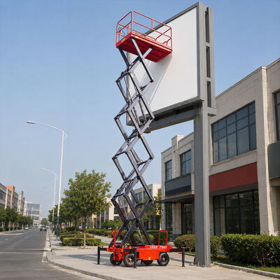 Plataforma de trabajo aéreo pequeña eléctrica, elevador de tijera móvil de 10m y 500kg