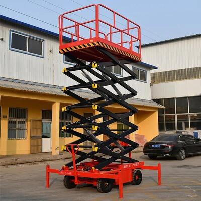 Plataforma de trabajo elevadora de tijera móvil duradera de 10 m y 12 m para operaciones en exteriores