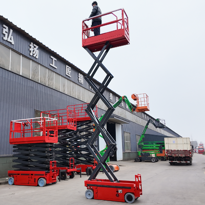 Plataforma elevadora de tijera autopropulsada roja 450 kg 8 m